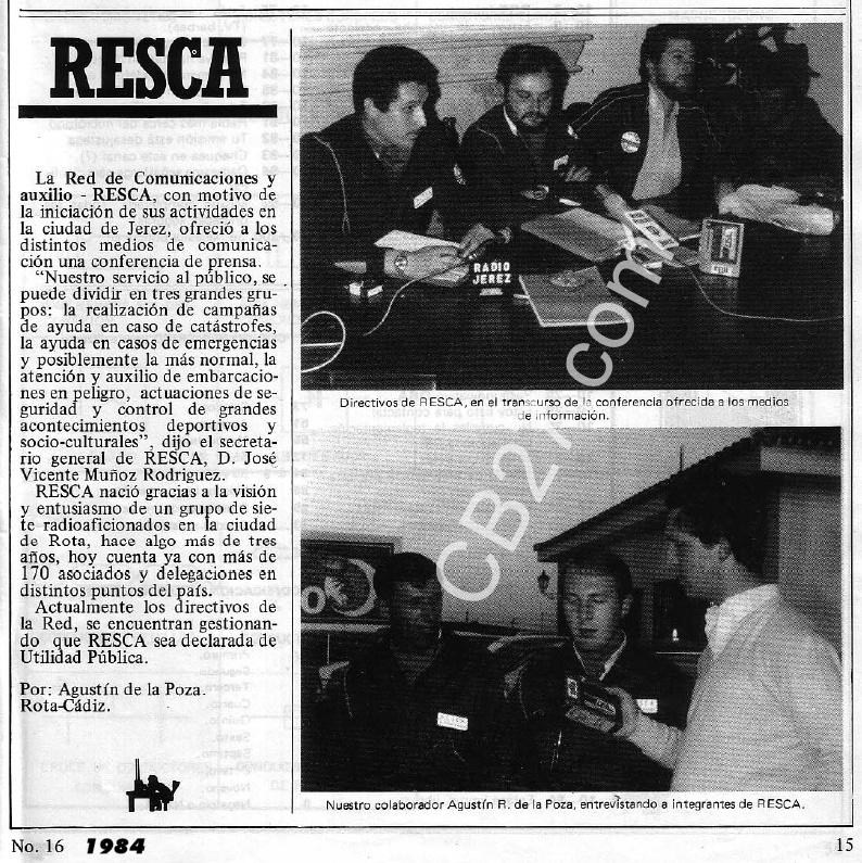Artículo sobre RESCA aparecido en la revista CB11 en 1984.