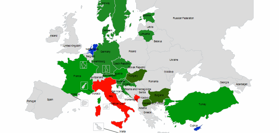 Mapa de implementación de la decisión CEPT ECC/DEC/(11)03