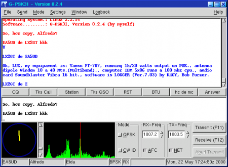 G-PSK31 es un software que corre bajo GNU/Linux