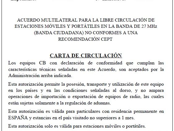 Carta de Circulación CB27