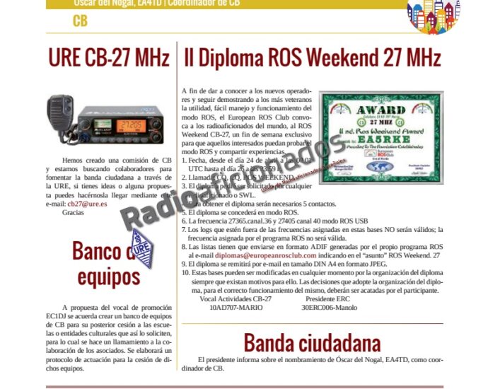 La CB tiene una sección en la revista Radioaficionados que edita la URE