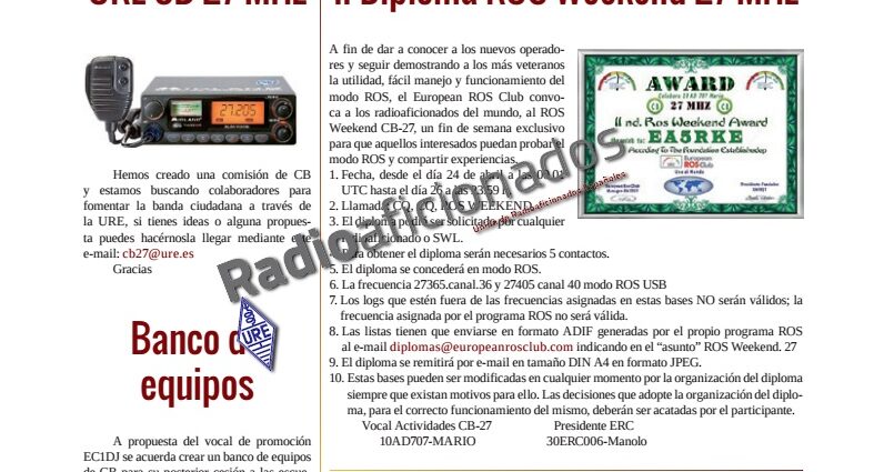 La CB tiene una sección en la revista Radioaficionados que edita la URE