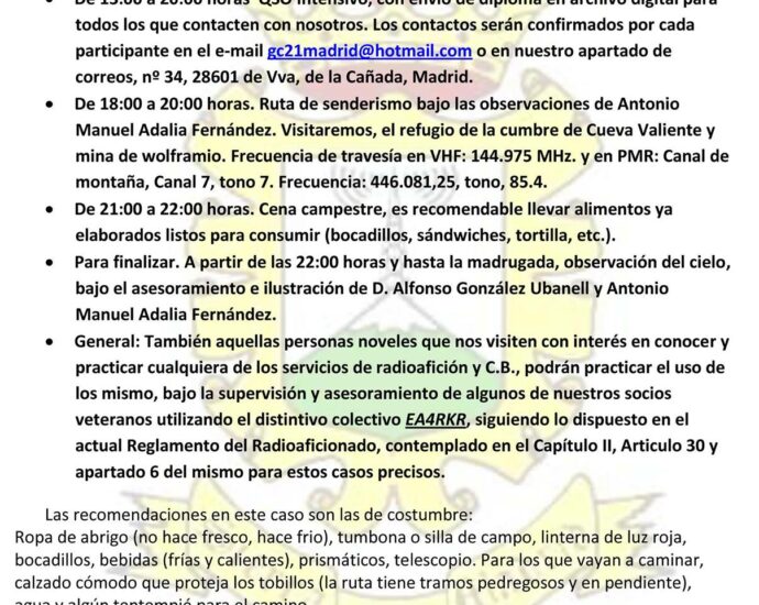 Convocatoria del Grupo Canal 21 Sierra de Madrid