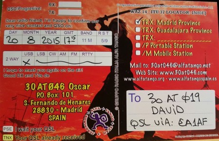 Ejemplo de tarjeta QSL para buró URE