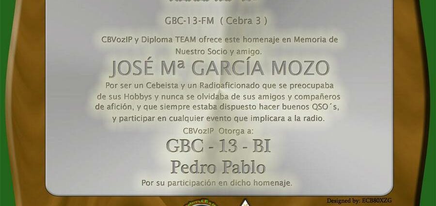 Memorial a José María (Chema), Estación CEBRA 3. CBVozIP 2016