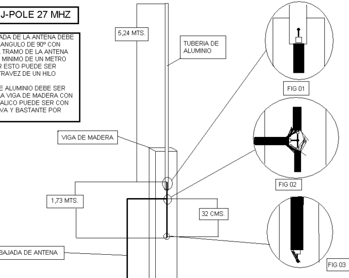 Antena J Pole para 27 MHz