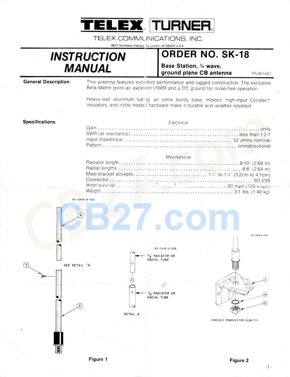 Antena GP 1/4 CB27 Telex Turner