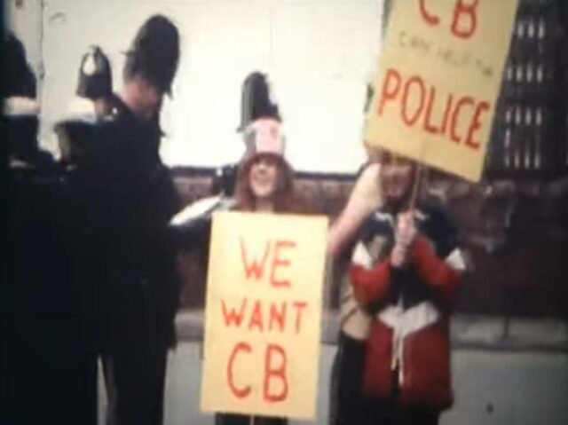 Manifestación en Manchester pidiendo la legalización de la CB en 1979