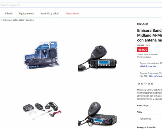 Decathlon introduce equipos de CB en sus estanterías.